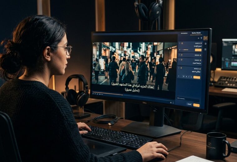 Video content review workspace, screen with Ara…