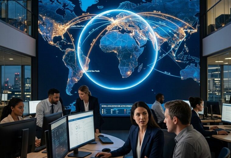 Global localization operations hub, world map d…